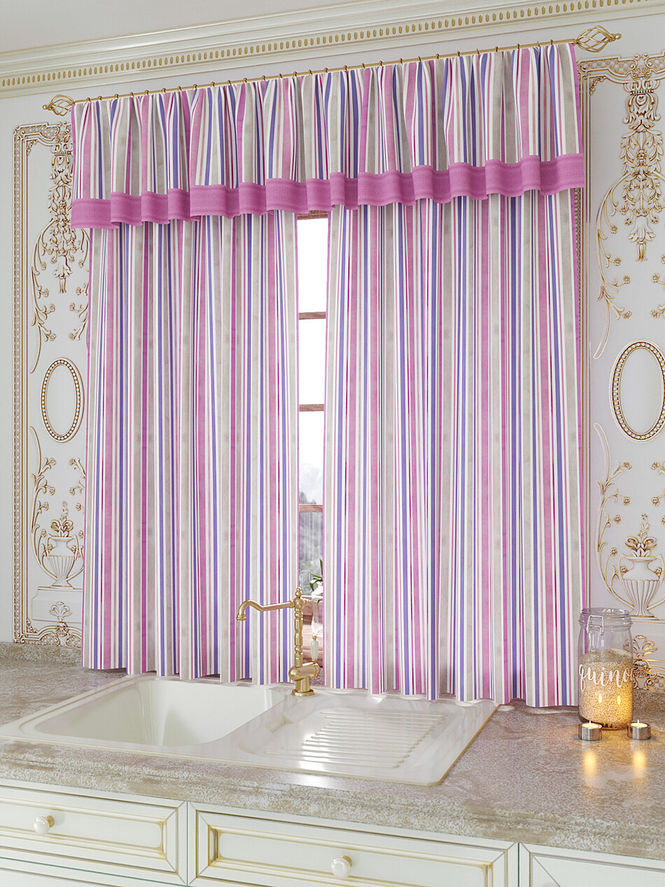 Фото №1346208 - 9934031 - Портьеры 150х180 см. — 2 шт., Ламбрекен 300х40 см. — 1 шт. - Комплект штор