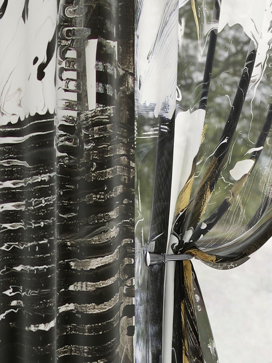 Фото №1305844 - 9524182 - Портьера 150х260 см. — 1 шт., вуаль 150х180 см — 2 шт. - Комплект штор