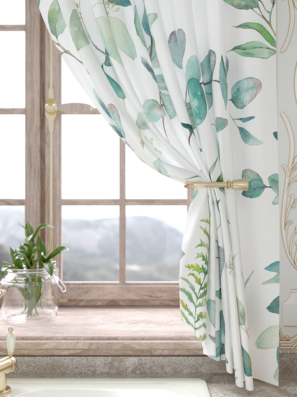 Фото №1299546 - 9934159180 - Портьеры 150х160 см. — 2 шт., Ламбрекен 300х40 см. — 1 шт. - Комплект штор