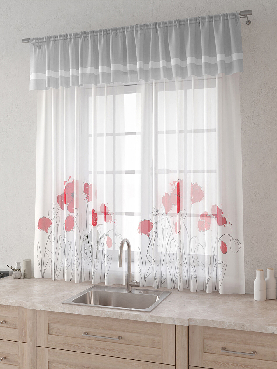 Фото №1313689 - 9915031180 - Вуаль 150х180 см — 2 шт., Ламбрекен 300х40 см — 1 шт. - Комплект штор