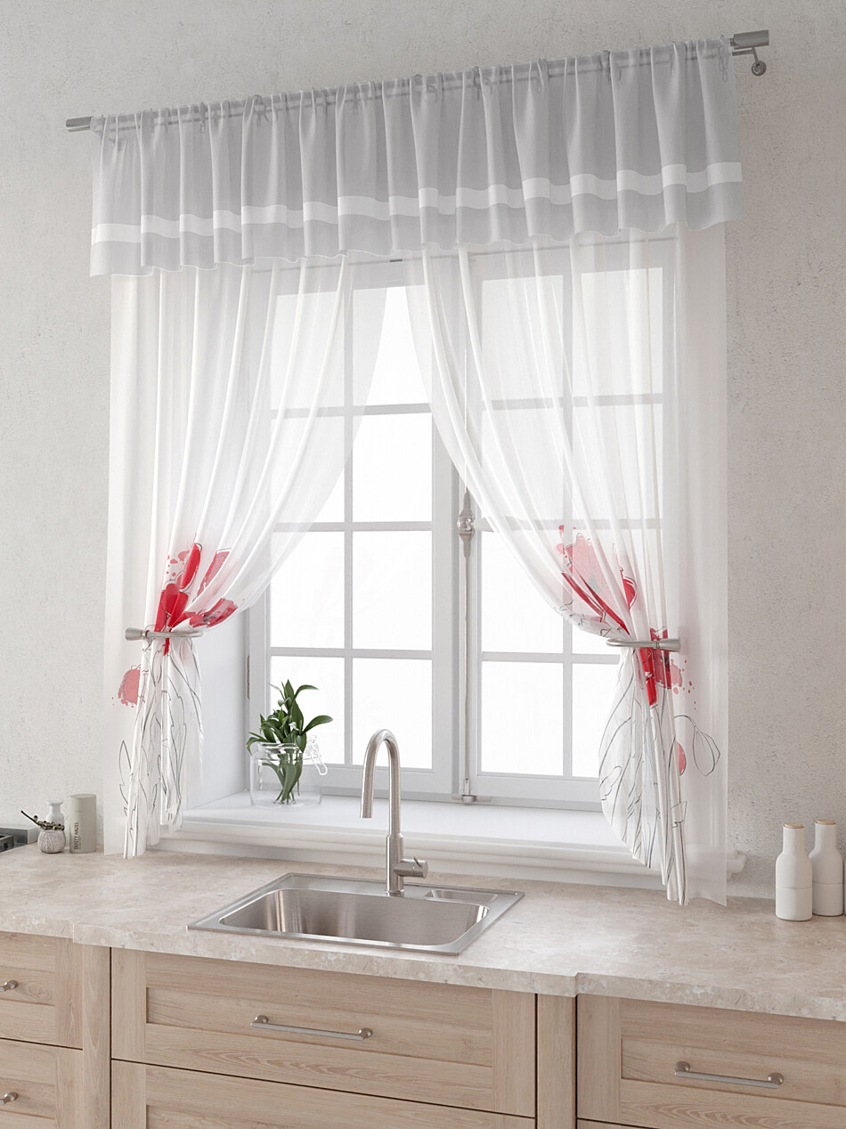 Фото №1313690 - 9915031180 - Вуаль 150х180 см — 2 шт., Ламбрекен 300х40 см — 1 шт. - Комплект штор