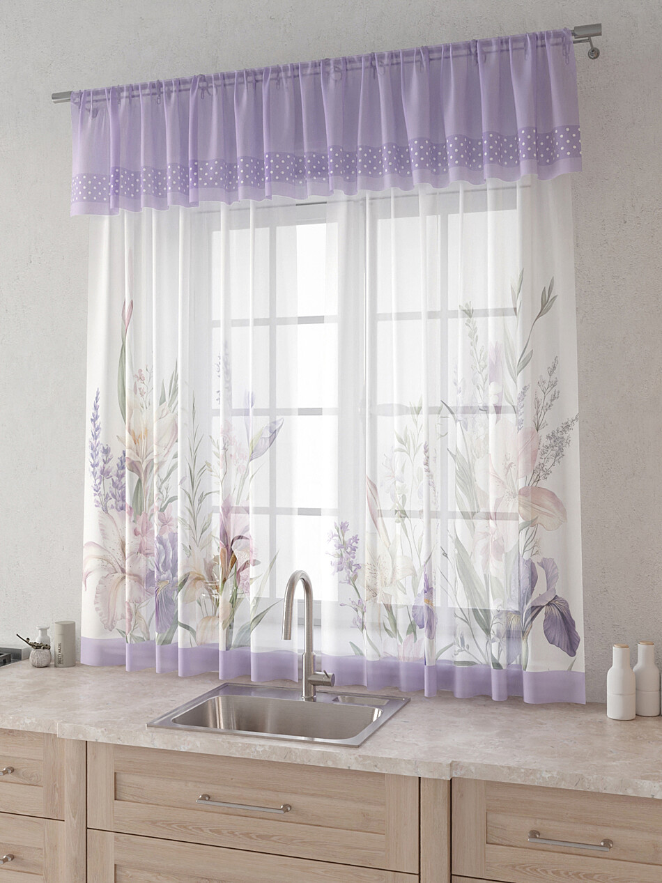 Фото №1314049 - 9915094180 - Вуаль 150х180 см — 2 шт., Ламбрекен 300х40 см — 1 шт. - Комплект штор