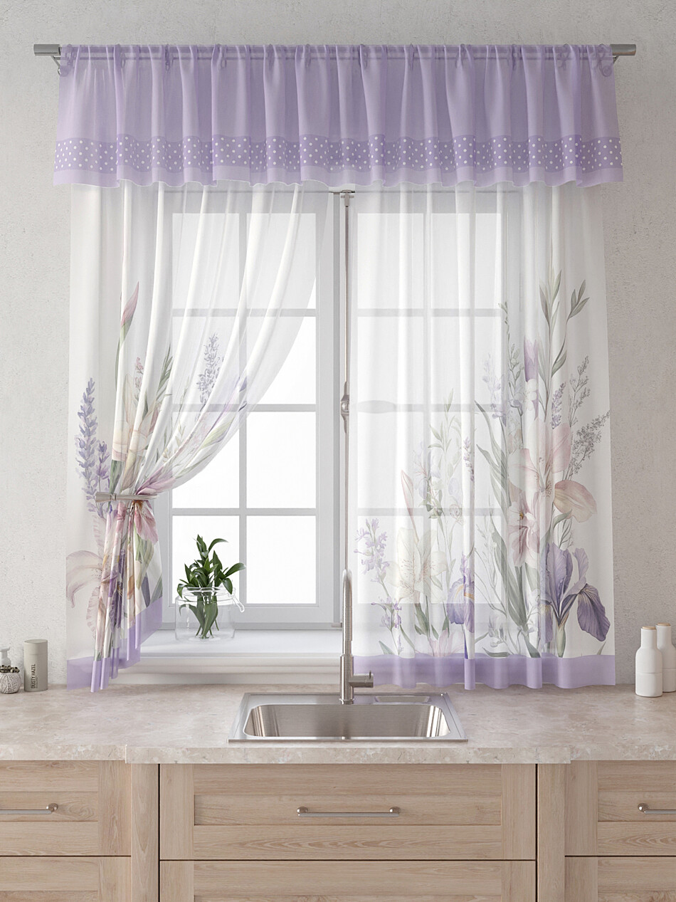 Фото №1314053 - 9915094180 - Вуаль 150х180 см — 2 шт., Ламбрекен 300х40 см — 1 шт. - Комплект штор