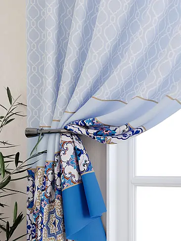 Шторы голубого цвета для кухни 9925225 - 3