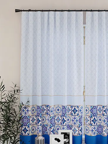 Шторы голубого цвета для кухни 9925225 - 4