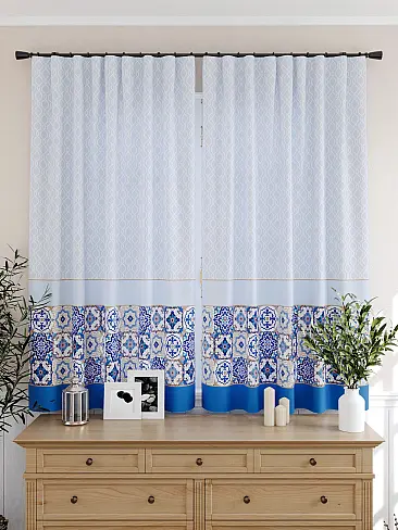 Шторы голубого цвета для кухни 9925225 - 5