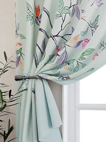 Шторы небесного цвета для кухни 9925449 - 3