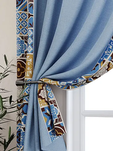 Шторы синего цвета на петлях 9925511 - 3