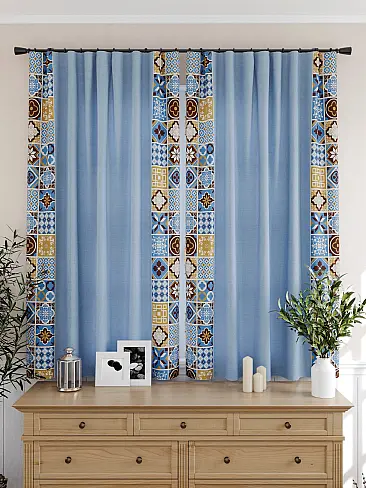 Шторы синего цвета на петлях 9925511 - 5