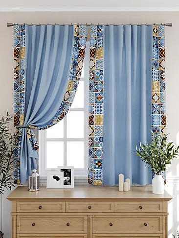 Шторы синего цвета на петлях 9925511 - 7