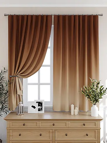 Шторы коричного цвета для кухни 9925540 - 7