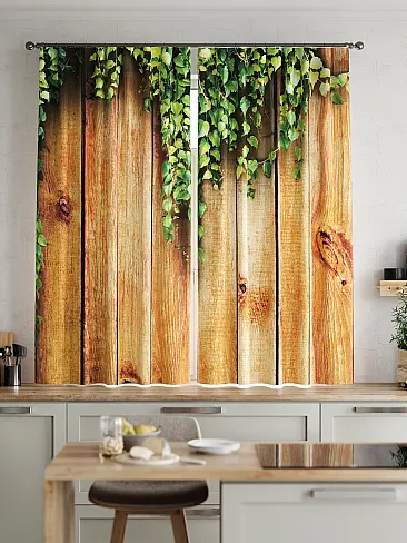 Шторы коричного цвета для кухни 9920093 - 3