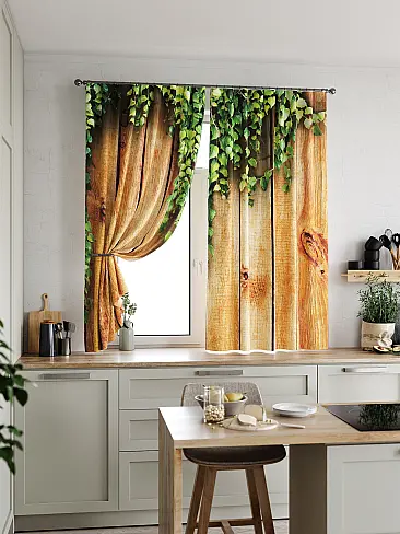 Шторы коричного цвета для кухни 9920093 - 6