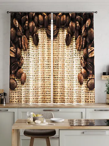 Шторы коричного цвета для кухни 9920104 - 3