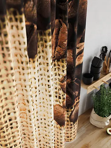 Шторы коричного цвета для кухни 9920104 - 4