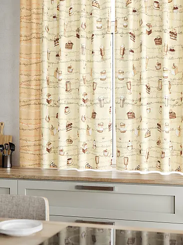 Шторы коричного цвета для кухни 9920155 - 5