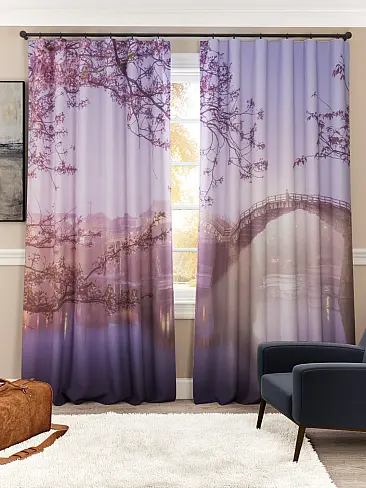 Шторы для гостиной с рисунком пейзаж 20900871 - 2