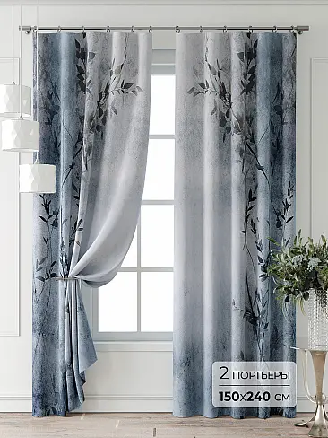Шторы синего цвета на петлях 9521742 - 2