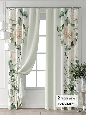 Шторы белоснежного цвета для гостиной 9709284240 - 2