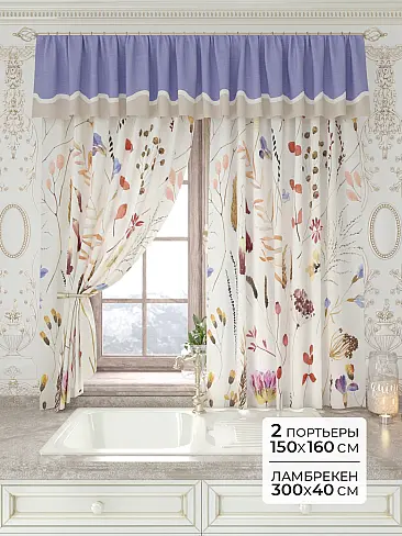 Шторы синего цвета высотой 160 см 9934140160 - 2