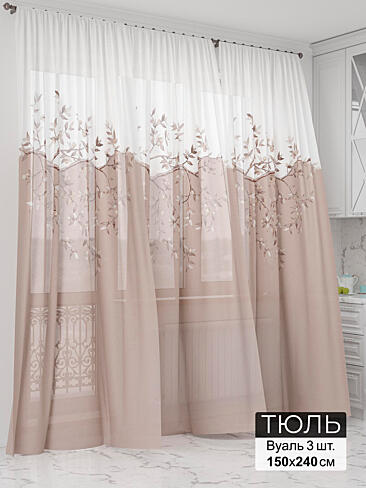 Тюль для кухни белоснежного цвета - Страница 4 4991122240