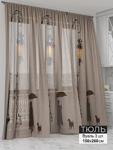 Шторы из тюля шоколадного цвета высотой 260 см в Ижевске 4991148260 - 2