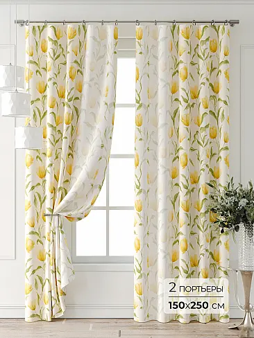 Шторы белого цвета с цветочным рисунком 9709006250 - 2