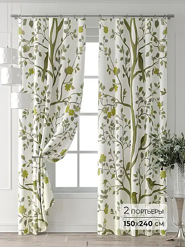 Шторы зеленого цвета для спальни 9709055240 - 2