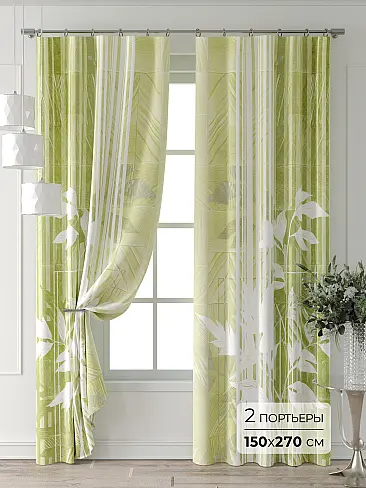 Шторы зеленого цвета для гостиной в Новосибирске 9709056270 - 2