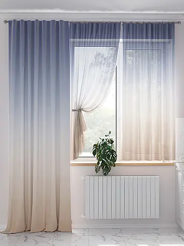 Шторы голубого цвета для кухни 9524083270 - 3