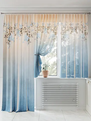 Шторы голубого цвета для кухни 9524257230 - 3