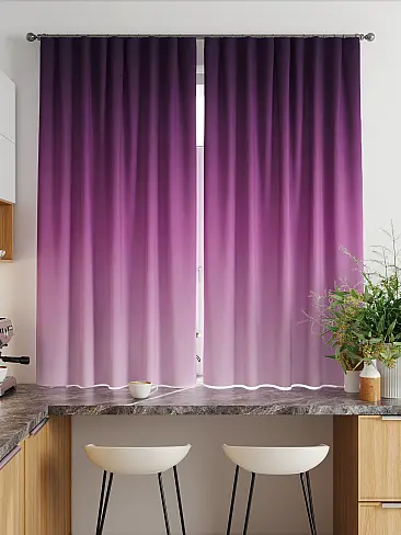 Шторы баклажанового цвета для кухни 9920384 - 3