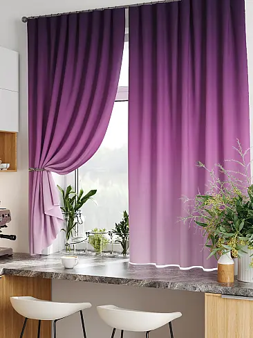 Шторы баклажанового цвета для кухни 9920384 - 6