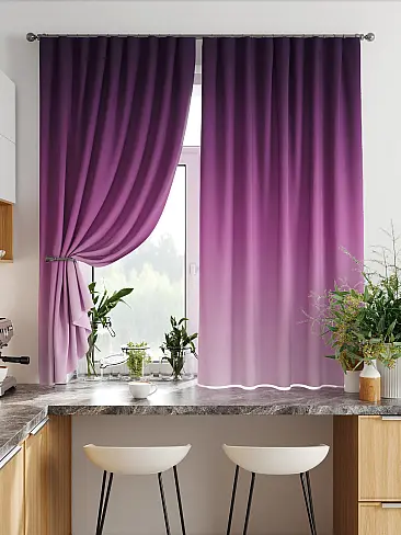 Шторы баклажанового цвета для кухни 9920384 - 8
