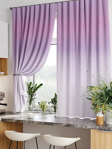 Шторы баклажанового цвета для кухни 9920385 - 6