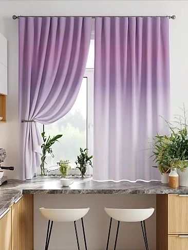 Шторы баклажанового цвета для кухни 9920385 - 8